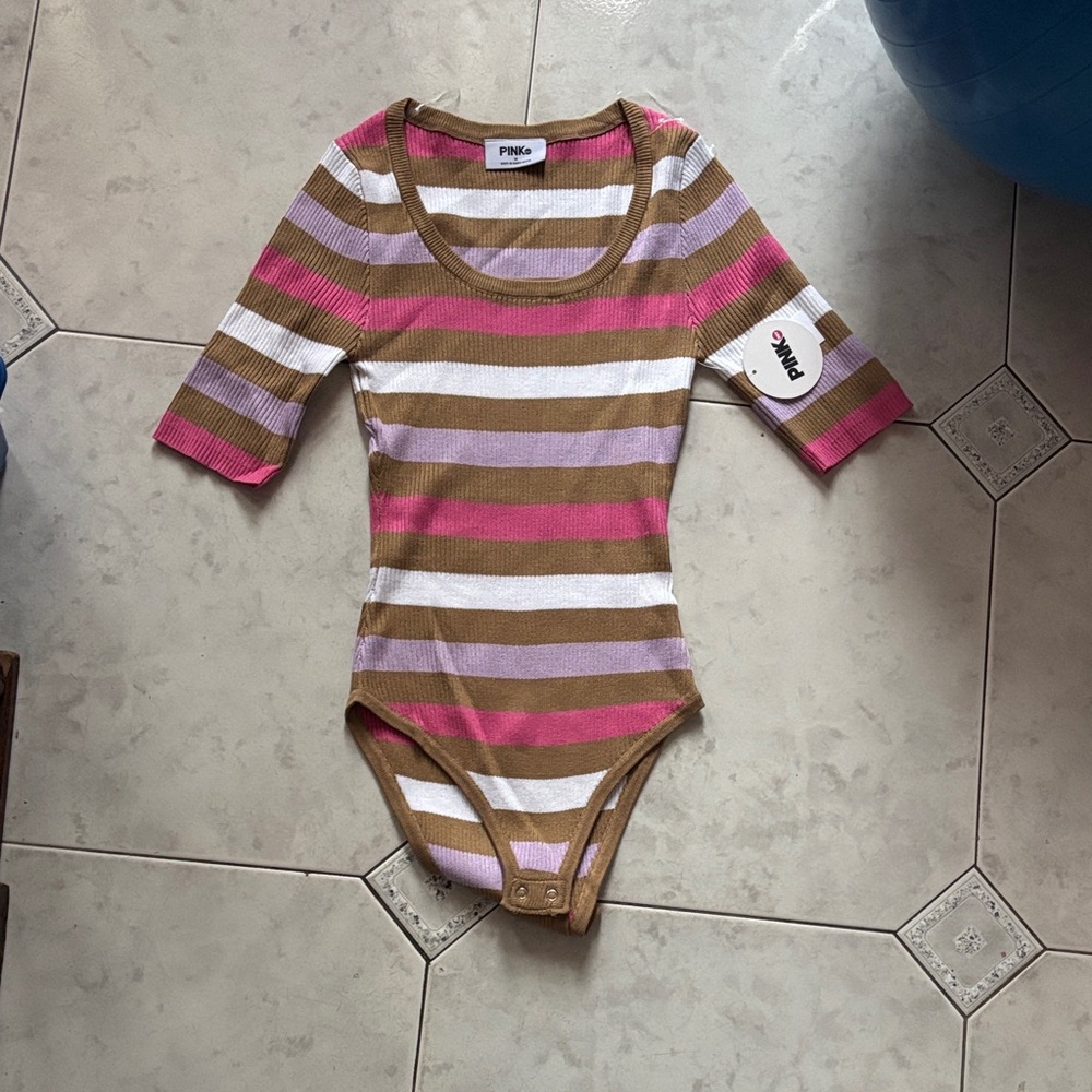 Pink Chicken Multicolor Striped Bodysuit